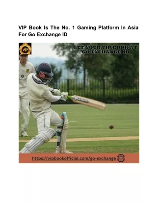 VIP Book Is The No. 1 Gaming Platform In Asia For Go Exchange ID