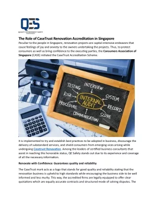 The Role of CaseTrust Renovation Accreditation in Singapore