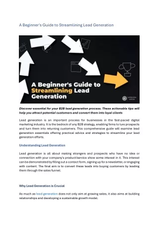 a beginner s guide to streamlining lead generation