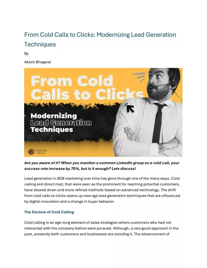 from cold calls to clicks modernizing lead