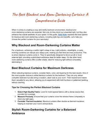 The Best Blackout and Room-Darkening Curtains_ A Comprehensive Guide