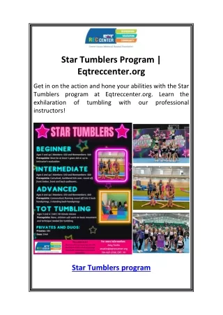 Star Tumblers Program  Eqtreccenter.org