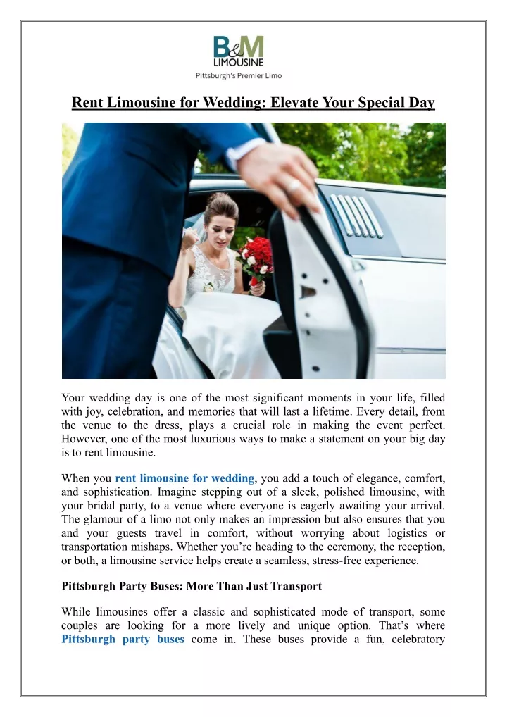 rent limousine for wedding elevate your special