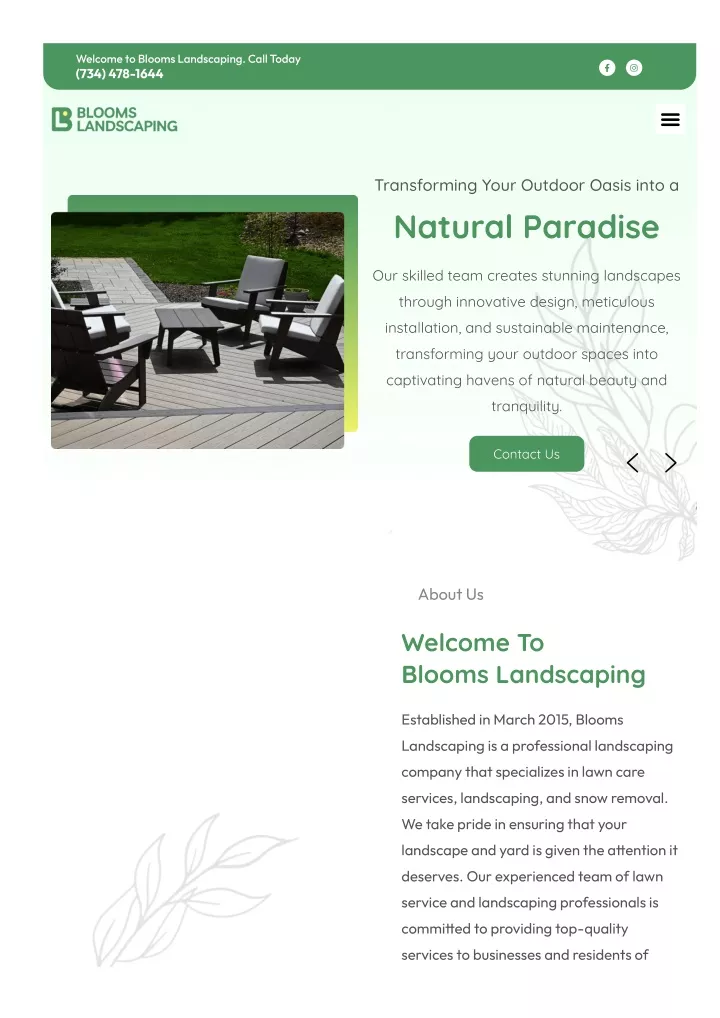 welcome to blooms landscaping call today