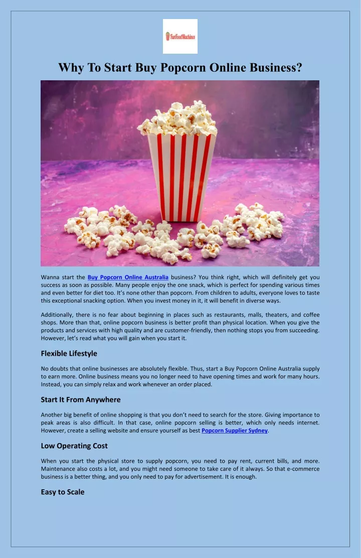 why to start buy popcorn online business