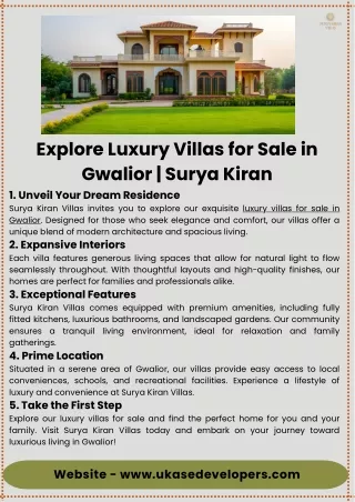 Explore Luxury Villas for Sale in Gwalior | Surya Kiran