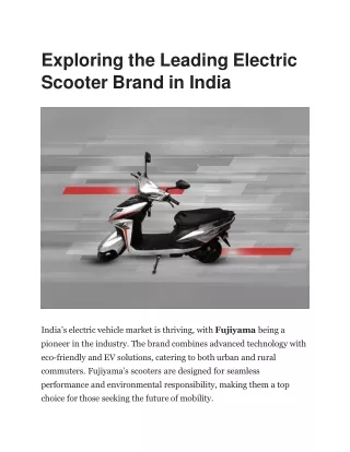 Exploring the Leading Electric Scooter Brand in India