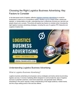 Choosing the Right Logistics Business Advertising_ Key Factors to Consider