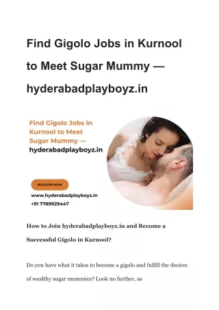 Find Gigolo Jobs in Kurnool to Meet Sugar Mummy — hyderabadplayboyz.in