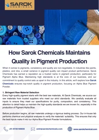 How Sarok Chemicals Maintains Quality in Pigment Production