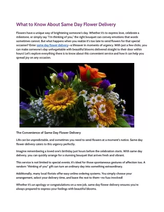 What to Know About Same Day Flower Delivery