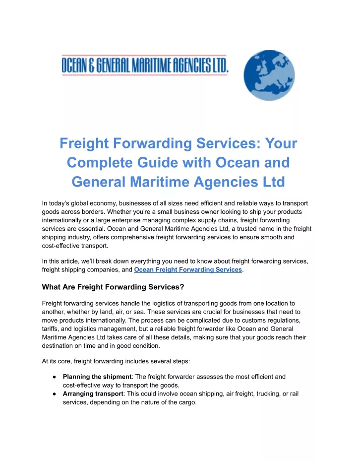 freight forwarding services your complete guide