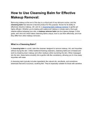 how to use cleansing balm for effective makeup