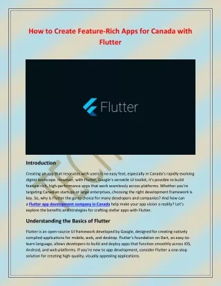 how to create feature rich apps for canada with