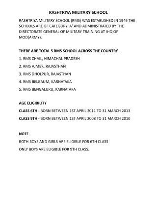 RASHTRIYA MILITARY SCHOOL