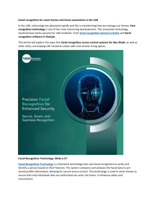 Facial Recognition for Smart Homes and Home Automation in the UAE