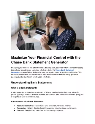Maximize Your Financial Control with the Chase Bank Statement Generator