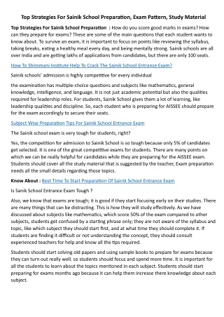 Top Strategies For Sainik School Preparation