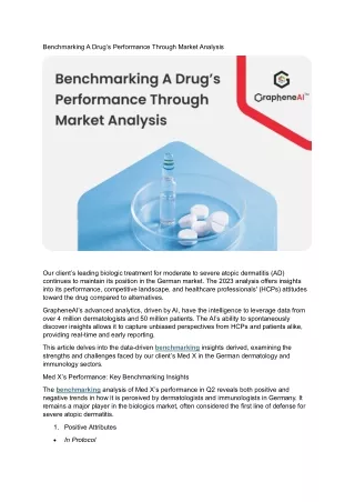 benchmarking a drug s performance through market