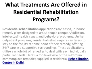 Rehabilitation Centre in Delhi