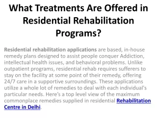 Rehabilitation Centre in Delhi