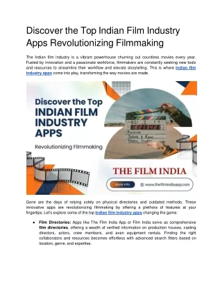 Discover the Top Indian Film Industry Apps Revolutionizing Filmmaking