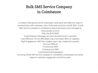 Bulk SMS Service Company in Coimbatore