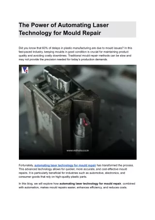 The Power of Automating Laser Technology for Mould Repair