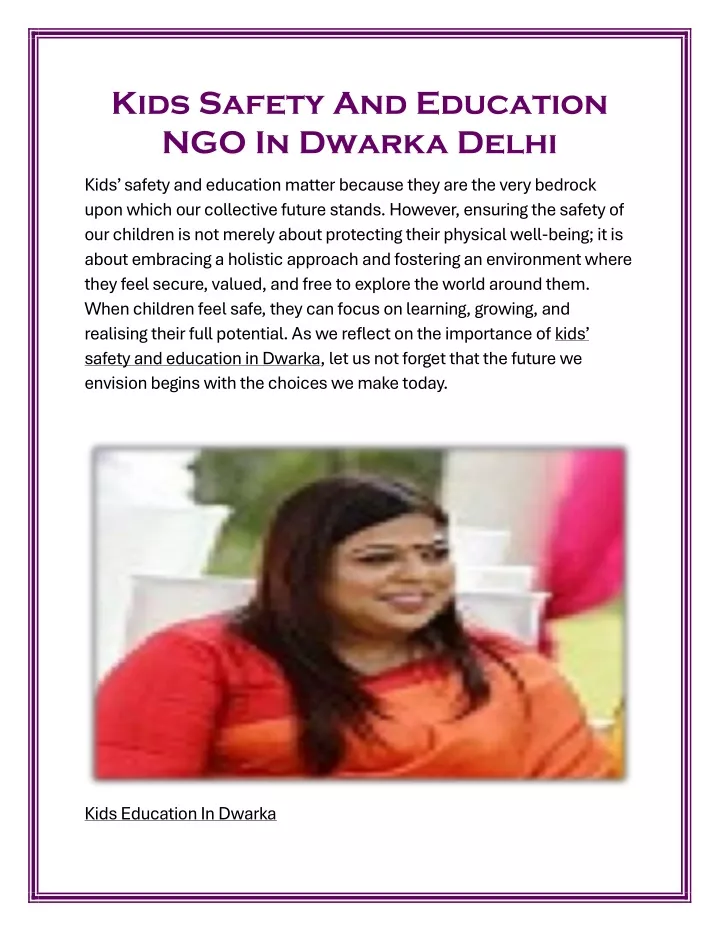 kids safety and education ngo in dwarka delhi