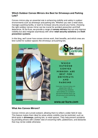 Which Outdoor Convex Mirrors Are Best for Driveways and Parking Lots