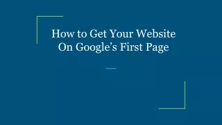 how to get your website on google s first page