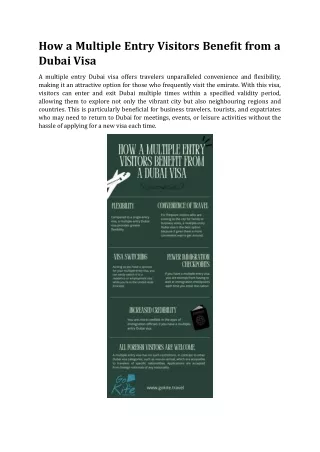 how a multiple entry visitors benefit from