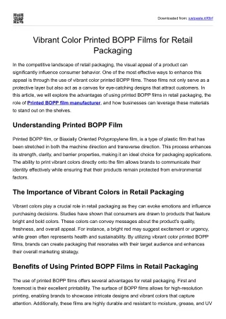 Vibrant Color Printed BOPP Films for Retail Packaging