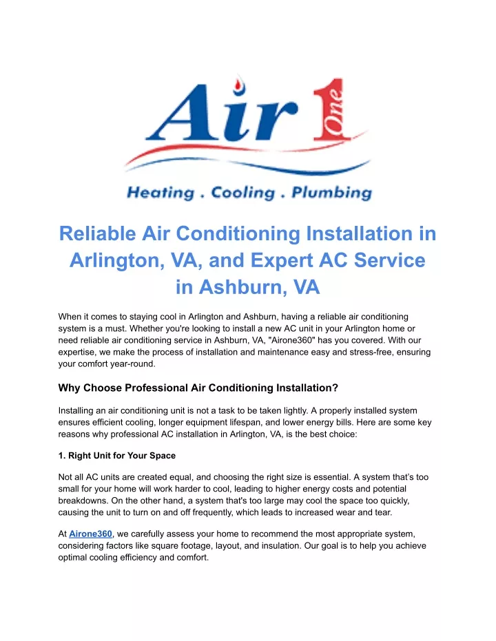 reliable air conditioning installation