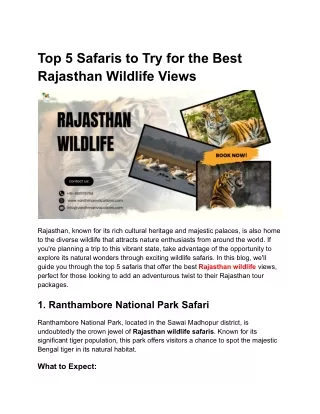 Top 5 Safaris to Try for the Best Rajasthan Wildlife Views - Google Docs