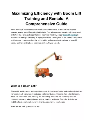 Maximizing Efficiency with Boom Lift Training and Rentals_ A Comprehensive Guide