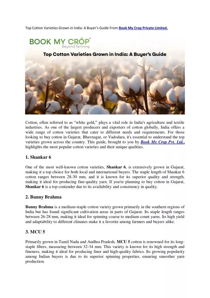 top cotton varieties grown in india a buyer