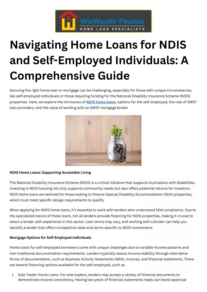 navigating home loans for ndis and self employed