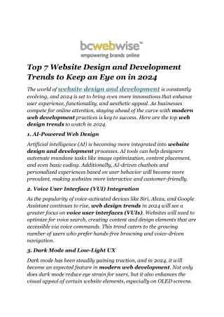 Top 7 Website Design and Development Trends to Keep an Eye on in 2024