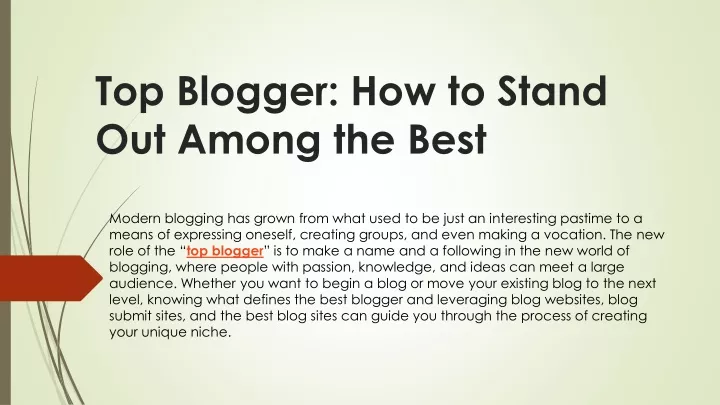 top blogger how to stand out among the best