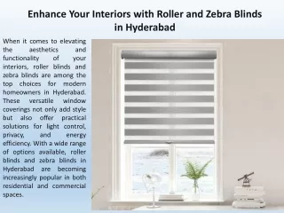 Enhance Your Interiors with Roller and Zebra Blinds in Hyderabad