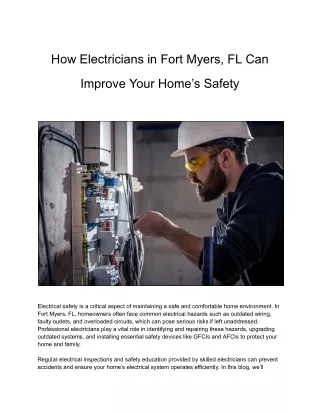 How Electricians in Fort Myers, FL Can Improve Your Home’s Safety