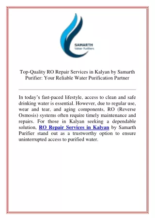 Top-Quality RO Repair Services in Kalyan by Samarth Purifier Your Reliable Water Purification Partner (1)