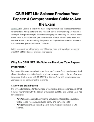 csir net life science previous year papers