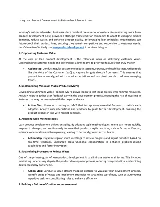 using lean product development to future proof
