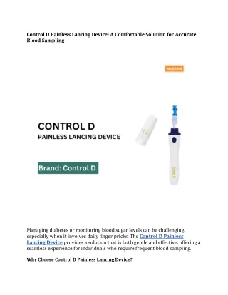 control d painless lancing device a comfortable