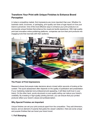 Transform Your Print with Unique Finishes to Enhance Brand Perception