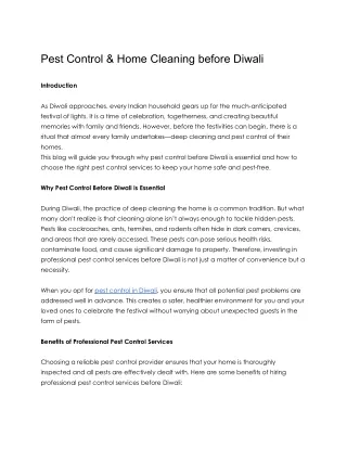 Pest Control & Home Cleaning before Diwali