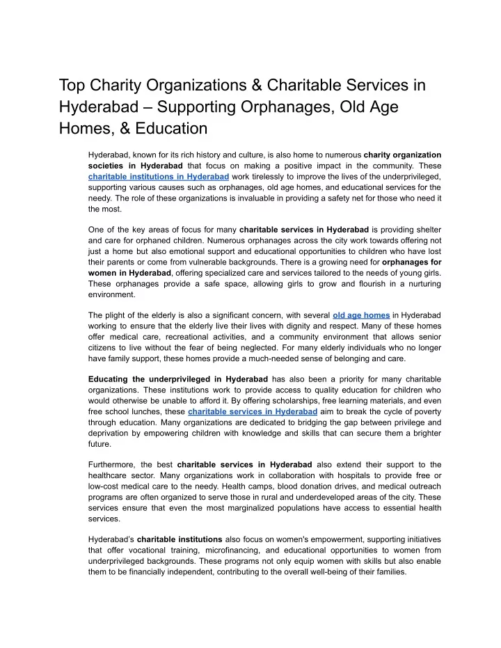 top charity organizations charitable services