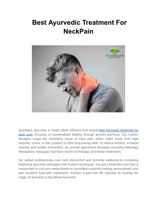 Best Ayurvedic Treatment For NeckPain